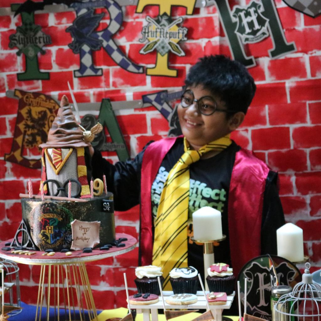 Child enjoying his birthday party celebrations